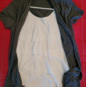 Naif gray and white short sleeve cardigan. Sz L.
